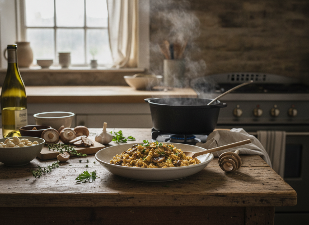 Zo maak je een romige vegan paddenstoelenrisotto zonder zuivel