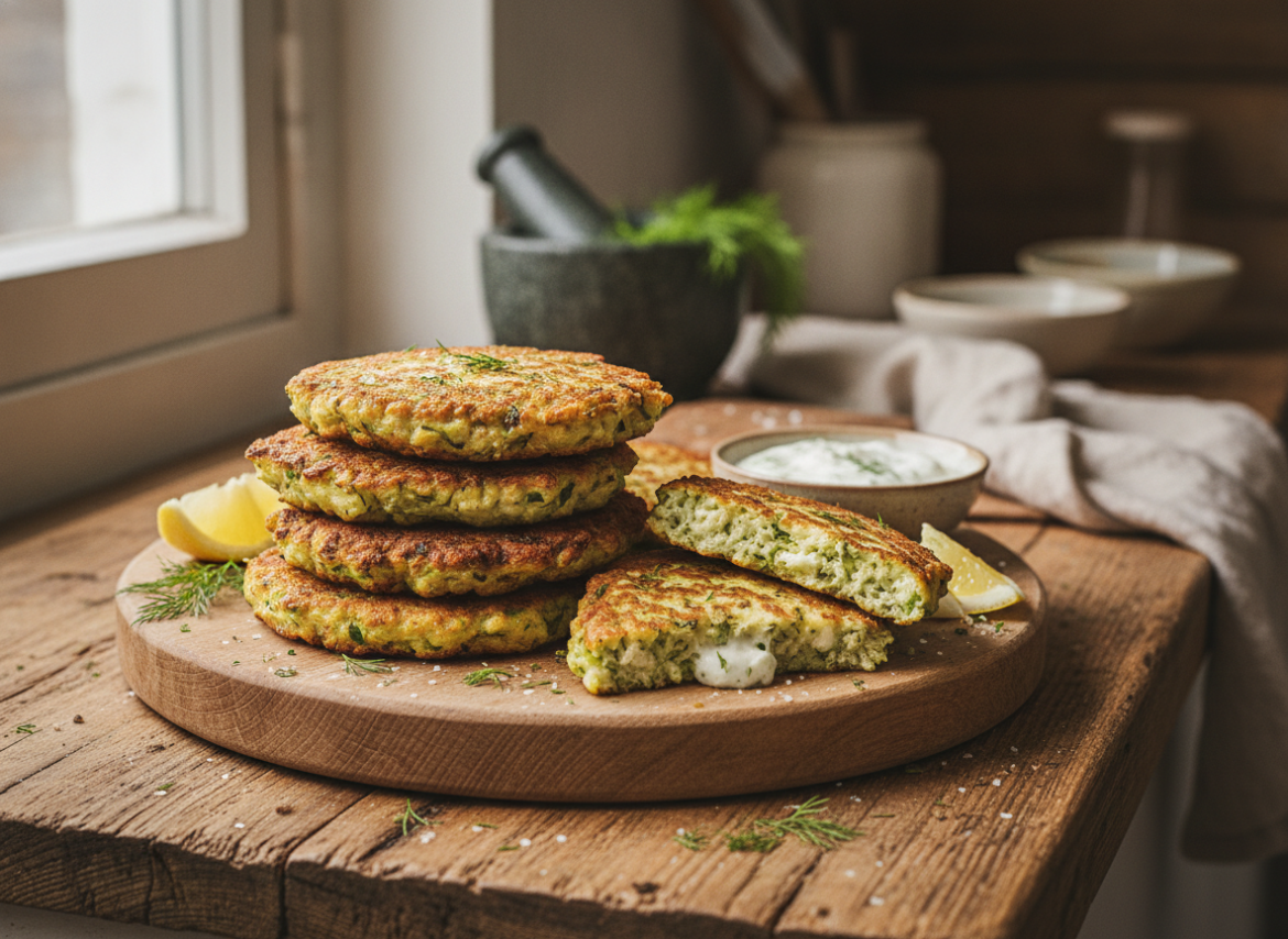 Knapperige vegan courgettekoekjes met zachte binnenkant